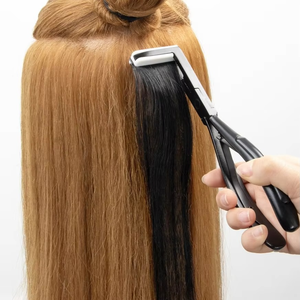 Pince à extensions de cheveux en acier à vente chaude, finition noire, outils d'extension de cheveux sans couture - Product Image 4