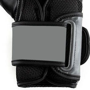 Gants de boxe en forme personnalisée en gros en cuir synthétique gris granit avec logo PVC personnalisé - Product Image 4
