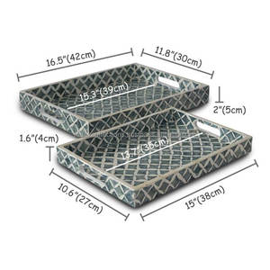 Bandejas de servir de madera perla madre de lujo hechas a mano directas de la India, platos decorativos elegantes para el hogar, servicio de comida ecológico - Product Image 1