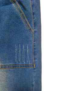 Women's Breathable Cotton Denim Mid-<b>Waist</b> Tapered <b>Jeans</b> Plain Dyed Flat Front with Drawstring <b>Elastic</b> Casual Style PCS-R-129 - Product Image 3
