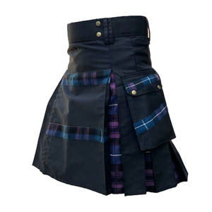 Kilt écossais hybride pour homme en coton noir avec des rayures croisées et des plis en tartan du Royaume-Uni, kilt moderne - Product Image 3