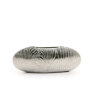 Vase à fleurs en aluminium argenté antique, décoration de salon, design texturé de haute qualité, vases trompettes en aluminium pour le sol - Product Image 4