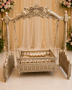 Vintage Carved Wooden Wedding Jhoola Handcrafted Swing Decorative Bridal <b>Stage</b> Marriage Ceremony <b>Prop</b> White Low MOQ - Product Image 1