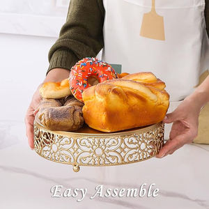 Recién llegado, soporte de exhibición de postre de pastel hueco de encaje dorado, accesorios de fiesta de boda, suministros festivos, soporte de pastel para decoraciones de mesa - Product Image 6