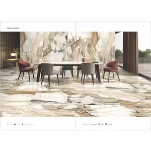 Vistaar Calacatta Glossy Marble Porcelain Slab Tiles 1200x2400mm 48x96in for Villa and Hotel Floors - Product Image 3