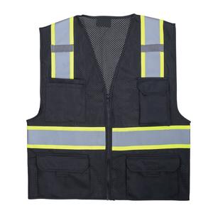 Gilet de sécurité réfléchissant noir de travail avec logo personnalisé en maille pour vêtements haute visibilité - Product Image 3