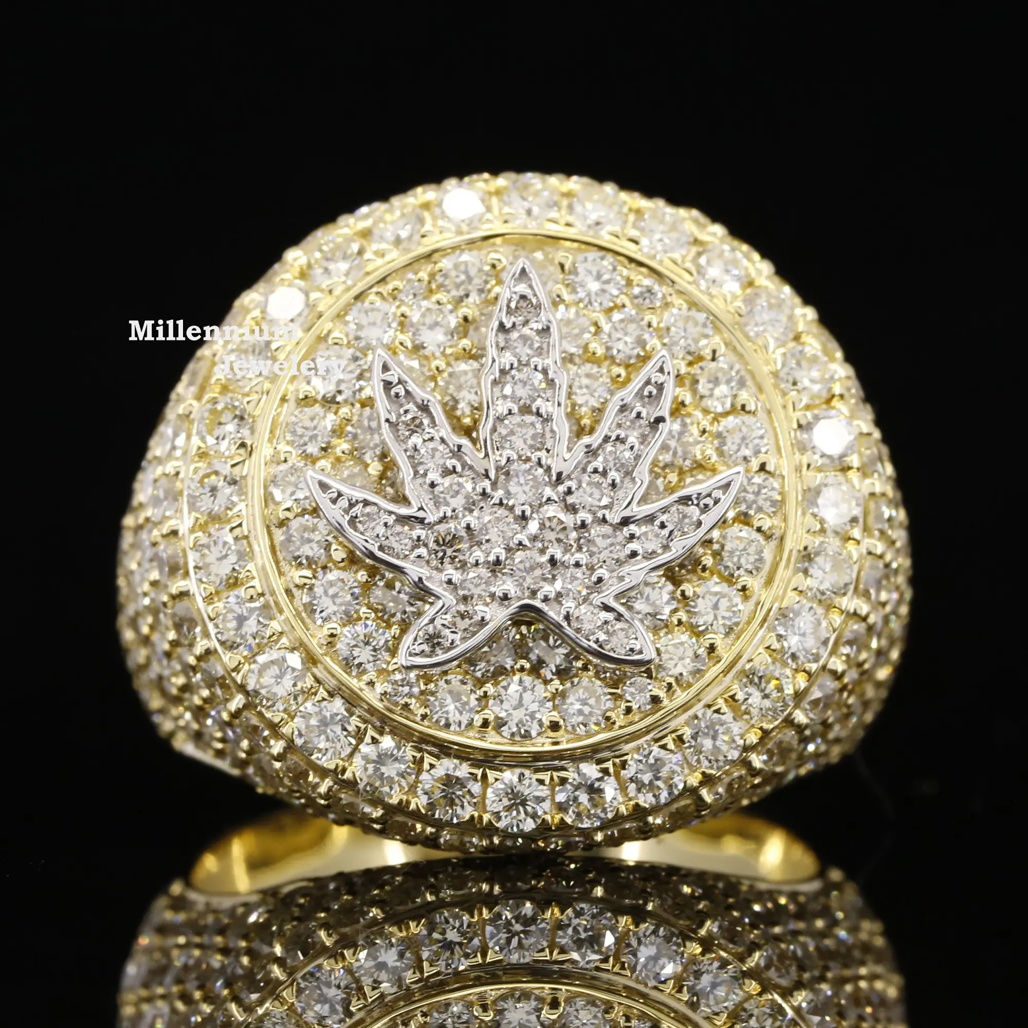 Kualitas Premium Moissanite cincin Hip Hop es keluar berlapis emas 925 perak murni cincin dengan harga grosir