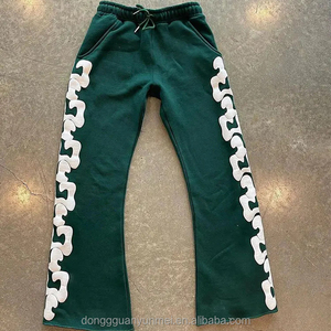 Custom Fleece Joggers Cintura Cordón Sun Faded Puff Print Hombres Pantalones de chándal Lavado ácido French Terry Streetwear Pantalones de chándal holgados - Product Image 5