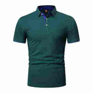 Petit cheval Polo hommes col couleur unie pur coton brodé à manches courtes Polo T-shirt # RL-004 - Product Image 1