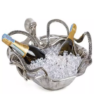 Bols à glace modernes pour la maison hôtel Restaurant bol à fruits décor couleur argent design moderne métal bouteille de vin soupe plat table - Product Image 3