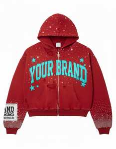 Sudaderas Personalizadas Vintage Bordadas con Pedrería, Estilo Urbano, Impresión Serigráfica, Lavado Ácido, Talla Grande, 100% Algodón, Alta Calidad para Hombre - Product Image 4