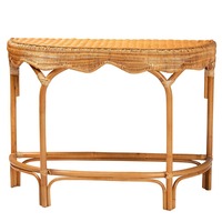 Table Console de luxe moderne et élégante en rotin tissé Design incurvé personnalisable pour l'extérieur, salon, entrée, couloir, décor