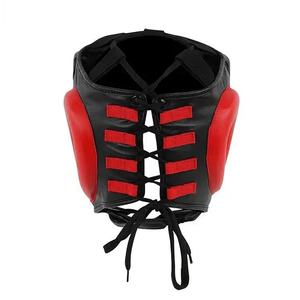 Protège-têtes de kickboxing professionnel en cuir PU Patchwork noir et rouge avec logo personnalisé de dernière conception - Product Image 3