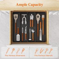 Diviseur de rangement extensible en plastique PP pour spatules et ustensiles, plateau à 4 compartiments pour couverts de cuisine, pour tiroir de cuisine