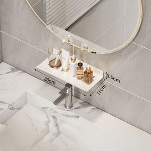 Mensola <span class=keywords><strong>specchio</strong></span> bagno senza foratura a parete organizzatore per wc lavabo e rubinetto di stoccaggio - Product Image 3