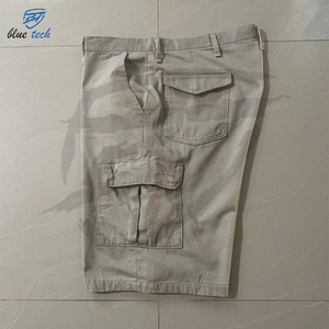 Shorts cargo pour hommes en gros, taille élastique, grande taille, 100% coton, toile unie, décontracté, extérieur, travail, séchage rapide - Product Image 4