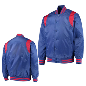 Wholesale Unisex Premium Quality Winter <b>Varsity</b> Satin <b>Bomber</b> <b>Jackets</b> Windproof Eco-Friendly Custom Logo Durable Button Closure - Product Image 1