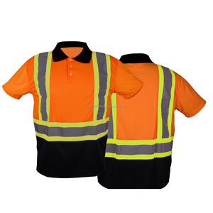 Hi Vis Reflective Safety Work Polo Shirt for Men <b>Fluorescent</b> High Visibility Protective Work Wear <b>Clothing</b> - Product Image 1