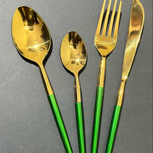 Juego de cubiertos de acero inoxidable de lujo de primera calidad, cuchillo, tenedor, cuchara, cubiertos dorados para regalos de negocios o cenas - Product Image 6