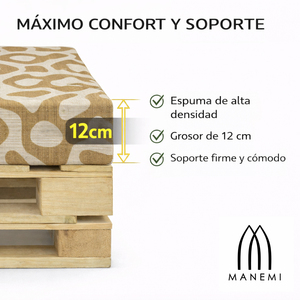 MANEMI Ensemble de 4 coussins de palette d'extérieur durables en tissu résistant à l'eau toutes saisons 120x80 + 120x50 cm pour canapé de jardin, épaisseur 12 cm - Product Image 6