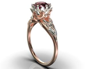 Bague de fiançailles religieuse antique élégante en argent sterling 925 avec rubis pour femme plaquée or rose - Product Image 2