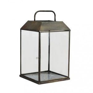 Linterna de hierro y vidrio decorativo para el hogar de diseño moderno Linterna de metal de color antiguo de latón para decoración del hogar - Product Image 3