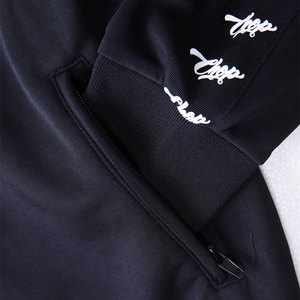 Vêtements de survêtement pour hommes en gros, veste coupe-vent vintage noire en coton surdimensionnée, ensembles de survêtement unisexe avec fermeture éclair - Product Image 5