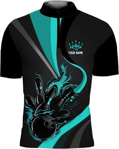 Maillots de bowling respirants et écologiques à col zippé avec graphiques sublimés personnalisés, service OEM pour clubs et ligues - Product Image 6