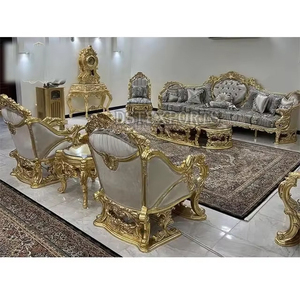 Ensemble de canapés couronne classique meubles pour salon bois de teck sculpté royal canapé de salon de luxe abordable de haute qualité Canada - Product Image 1
