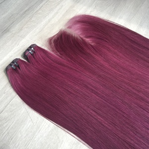 Peluca de Cabello Humano Virgen Vietnamita de un Solo Donante, Liso, Color Borgoña Oscuro, con Frente de Encaje Transparente HD - Product Image 5