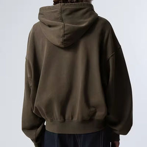 Personnalisé 500 Gsm Français Terry Baggy Zip up Mode Streetwear Sweat à capuche Broderie Patch Vintage Hiver Sweat à capuche Fabrication - Product Image 2