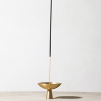 Porte-encens en métal argenté forme de cube support de bâton d'arôme minimaliste décoration d'autel de méditation moderne accessoire de brûleur en laiton de luxe