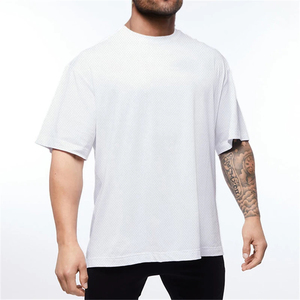 Camiseta personalizada de gran tamaño para hombre, camiseta de hip-hop para gimnasio, ropa de calle de malla de secado rápido, Camiseta deportiva, tela de punto transpirable, diseño ligero - Product Image 6