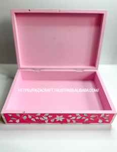 Caja decorativa hecha a mano de concha de nácar, cajas de recuerdo decorativas con patrón de mosaico lineal y cajas de almacenamiento con tapa con bisagras - Product Image 2