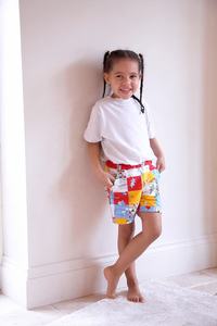 Nouveaux shorts en jean style urbain pour jeunes, design patchwork brodé tendance, coupe droite décontractée, taille mi-haute pour l'été - Product Image 2