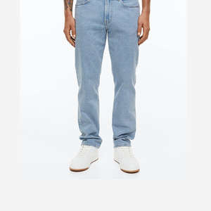 Jeans en denim de luxe pour hommes, style personnalisé de marque, coupe évasée, boutons-pression, denim, pantalon pour hommes, effet délavé - Product Image 6