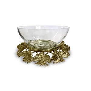 Plat rond élégant en aluminium avec des détails ravissants comprenant un bol en métal Lion/saladier/bol à fruits - Product Image 4