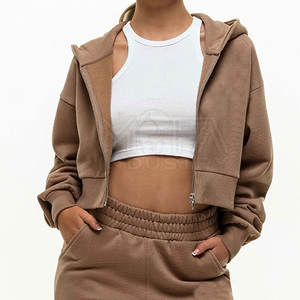 Custom Zipper Crop <b>Hoodie</b> For Woman Anti-Wrinkle & Breathable Material <b>Trendy</b> Streetwear Style - Product Image 6