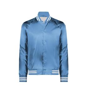 Chaqueta Bomber de Satén Personalizada con Demanda del Cliente 2025, Chaqueta Deportiva Universitaria con Franjas de Colores, Chaqueta Universitaria de Satén para Hombre con Letras Bordadas - Product Image 4