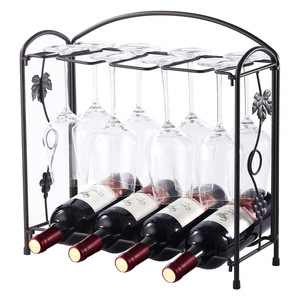 Estante de Almacenamiento de Vino Plegable de Dos Niveles, Estilo Vintage, Organizador Multifuncional para el Hogar, Soporte para Copas de Vino - Product Image 2
