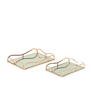 Luxueux plateau de service de conception de tige en métal doré plateaux de rangement décoratifs pour la maison pour servir des boissons aux plats et assiettes de fête - Product Image 3