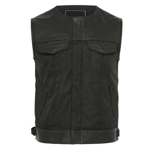 Chaleco de Cuero para Hombre de Primera Calidad a Precio de Mayoreo, con Bolsillos Dobles Delanteros y Laterales, Estilo sin Mangas, Cómodo de Usar - Product Image 1