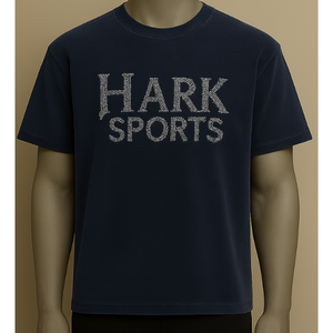 Top Trending Men's Navy Blue Heavyweight Plus Size Boxy Fit Rhinestone Letters Your Own Logo Hip Hop Streetwear Camisetas - Product Image 1