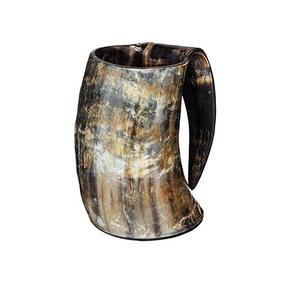 Jarra de Cerveza de Cuerno Natural Premium, Acabada a Mano, Inspirada en el Estilo Vikingo, Pulida con Ágata, Cómoda para Beber - Product Image 1