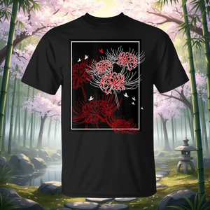 T-shirt Estetica Anime Giapponese con Giglio Ragno Rosso e Farfalla - Prodotto Promozionale - Product Image 3
