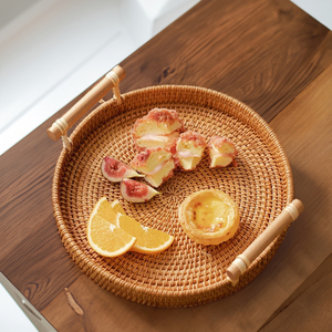 Bandejas redondas de bambú hechas a mano de Vietnam, bandeja decorativa de lujo respetuosa con el medio ambiente, marco de ratán tejido a mano para cafetería, - Product Image 2