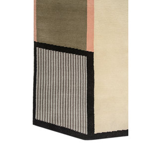 Tapis en laine noué à la main Aiwl-3069 ivoire, motif géométrique, pour salon, décoration intérieure, design rectangulaire pour couloir - Product Image 4