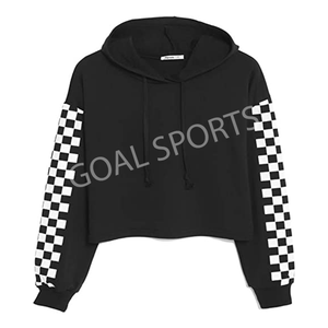 Sweat à capuche femme personnalisable Crop Top respirant polaire panneau latéral sublimation dernier logo design à capuche du Pakistan - Product Image 1