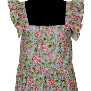 Vestido Midi de algodón de estilo indio con estampado de bloque a mano elegante para mujer vestido de tela de algodón hecho a mano informal de estilo bohemio para mujer - Product Image 1