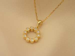 ขายวาเลนไทน์925ทึบเงินสเตอร์ลิง14K สร้อยคอเพชรวงกลมแสงจันทร์ชุบทองสำหรับผู้หญิงทำด้วยมือเสนอเครื่องประดับ - Product Image 2